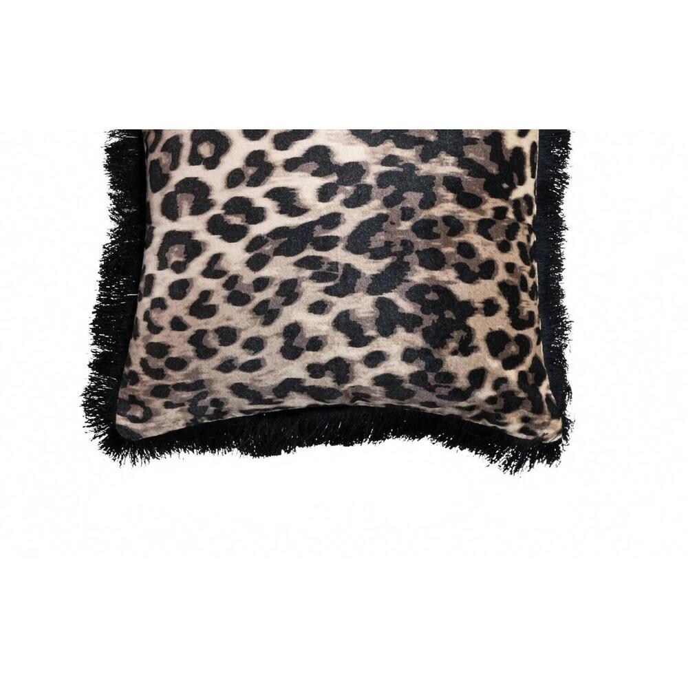 NEW CREATIVE CO-OP velvet leopard pillow in brown
